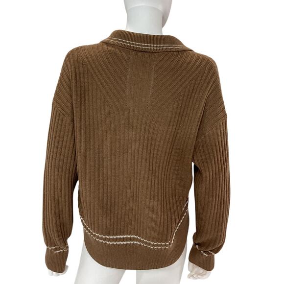 Rag & Bone Ribbed Camel Monti Polo Sweater Size S - Picture 3 of 5